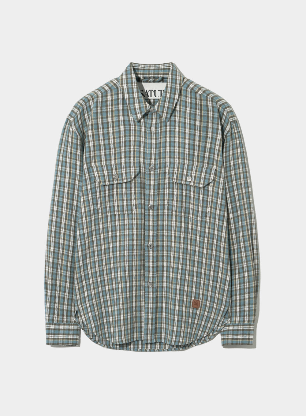 Double Pocket Flannel Check Shirts - Dawn Blue