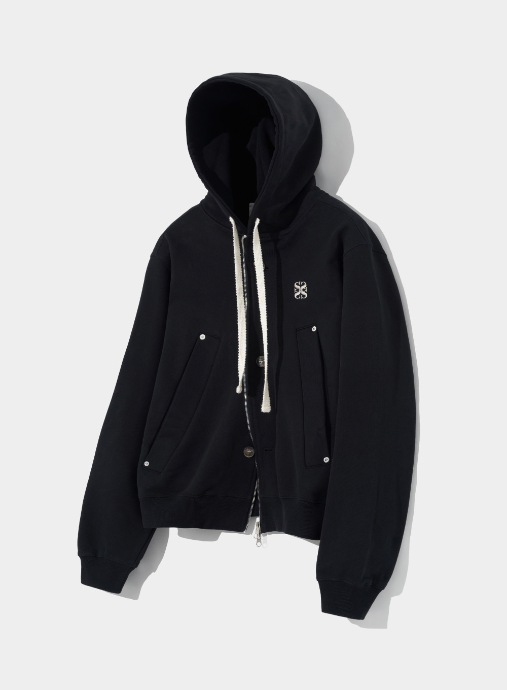 Teo Cotton All Day Hood Zip-Up - Palette Black