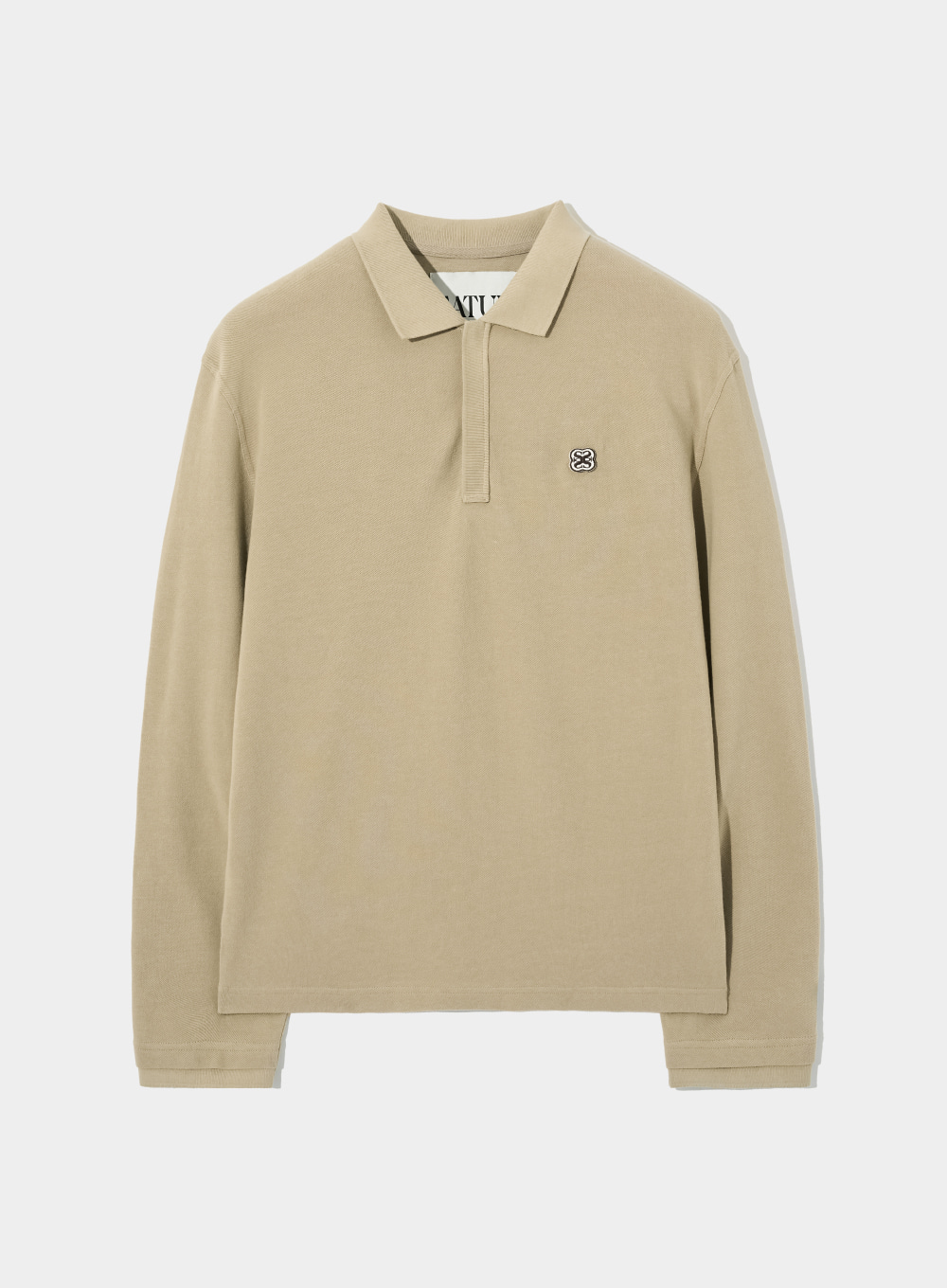 All Day Basic Pique Polo Long Sleeve - Soft Beige