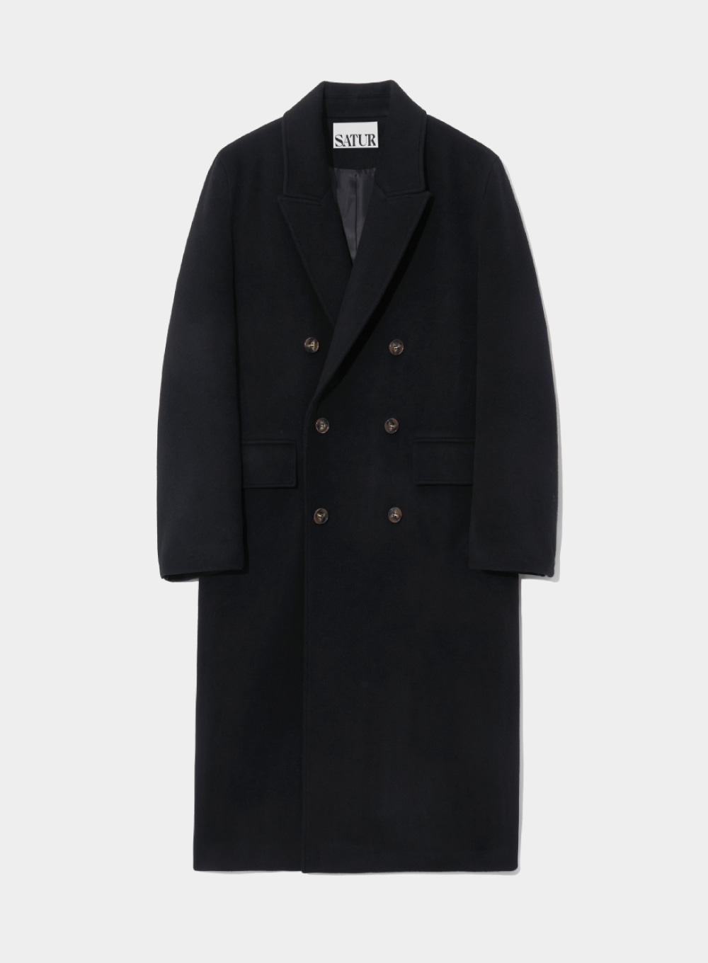 Classic Double Breasted Wool Coat - Classic Black