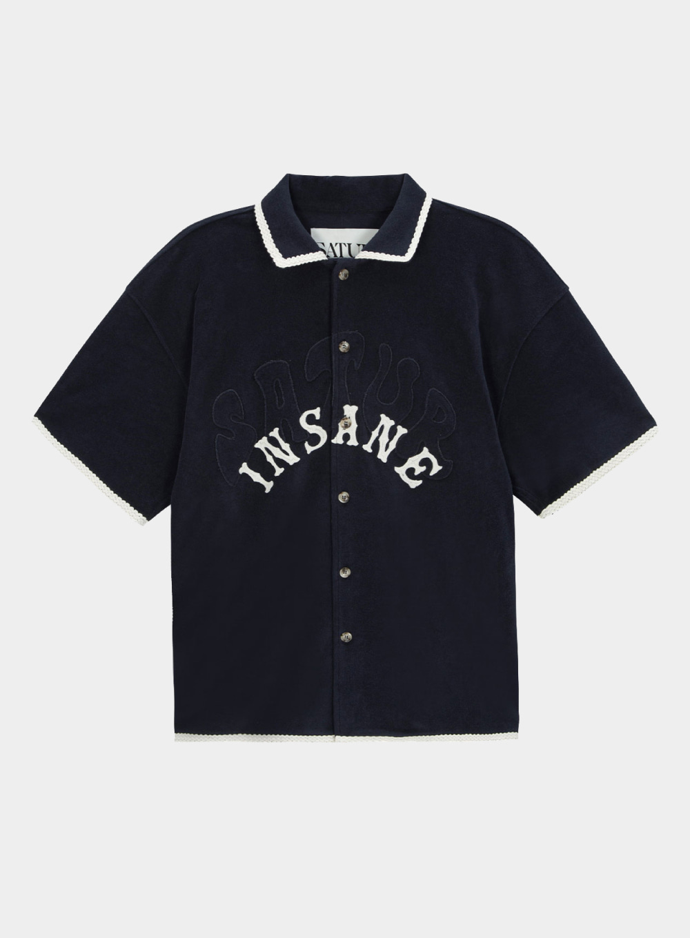 [SATUR X INSANE GARAGE] Terry Summer Half Shirts - Classic Navy
