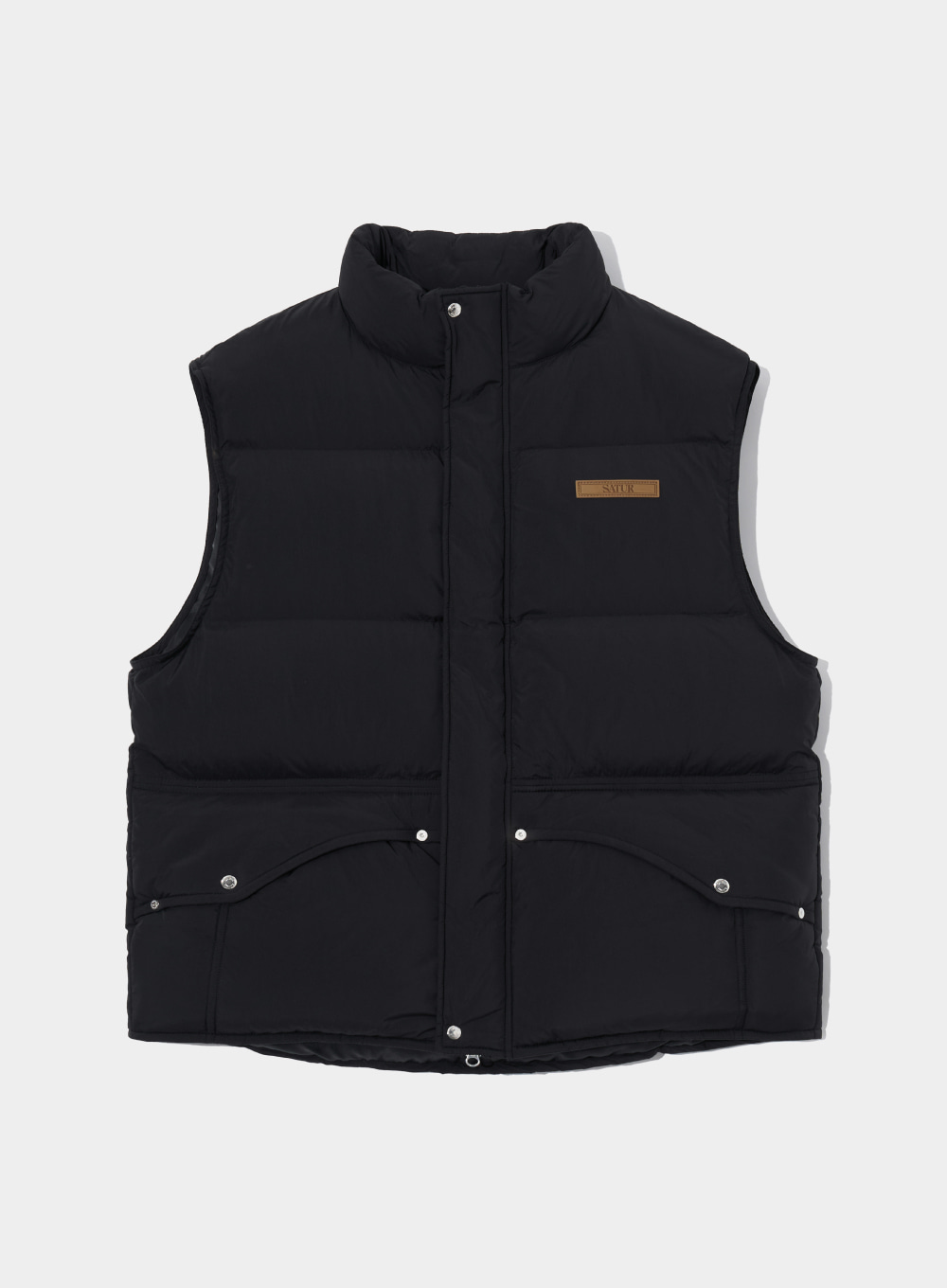 Curved Pocket Duck Down Padding Vest - Classic Black