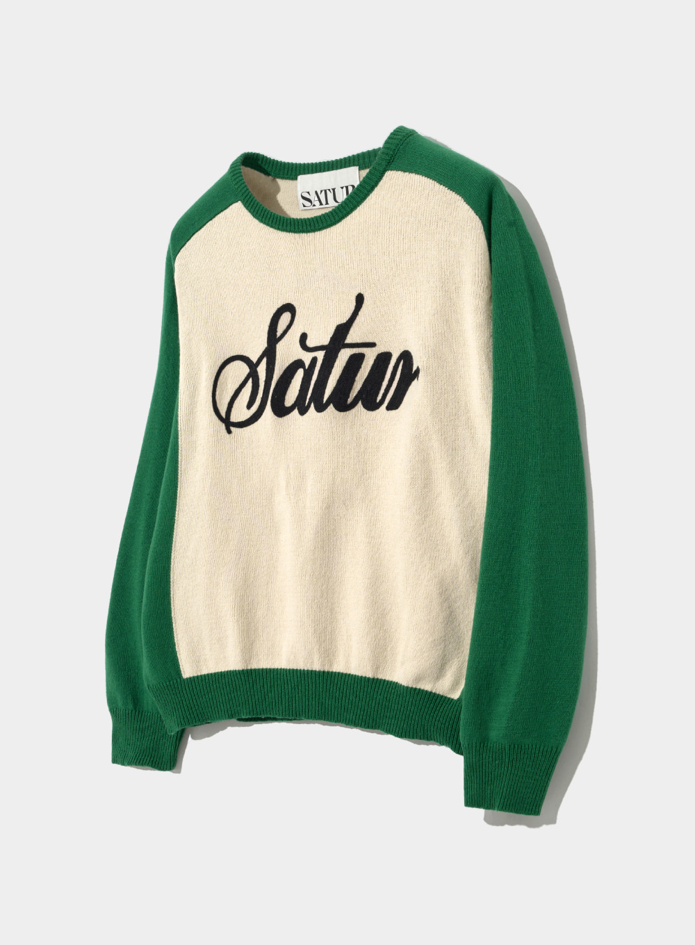Retro Chain Embroidery Soft Knit - Beige Green