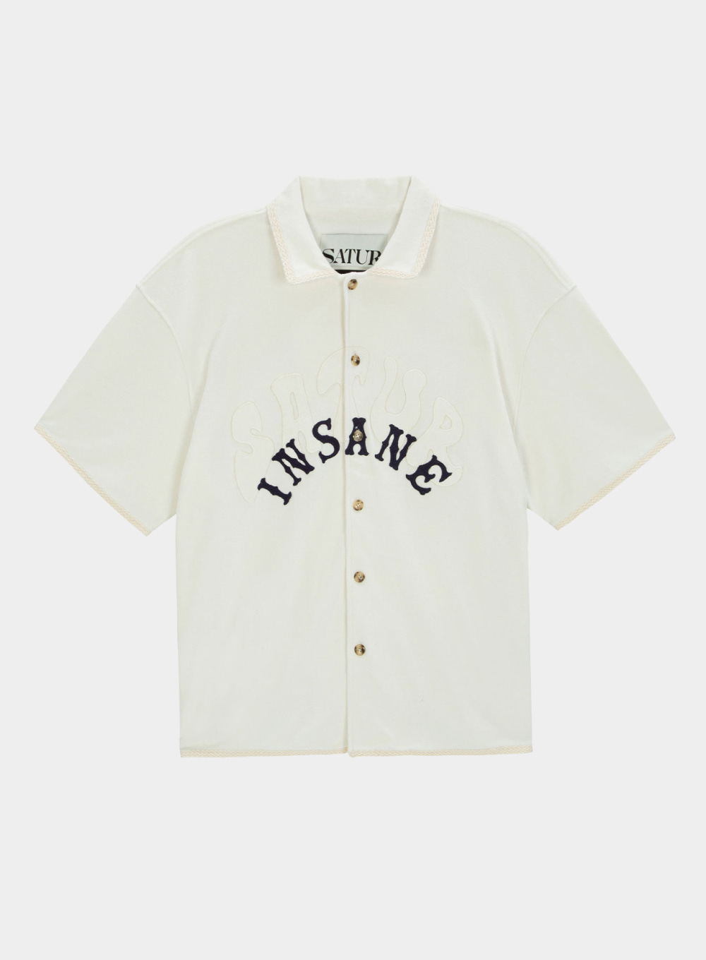 [SATUR X INSANE GARAGE] Terry Summer Half Shirts - Pure Ivory