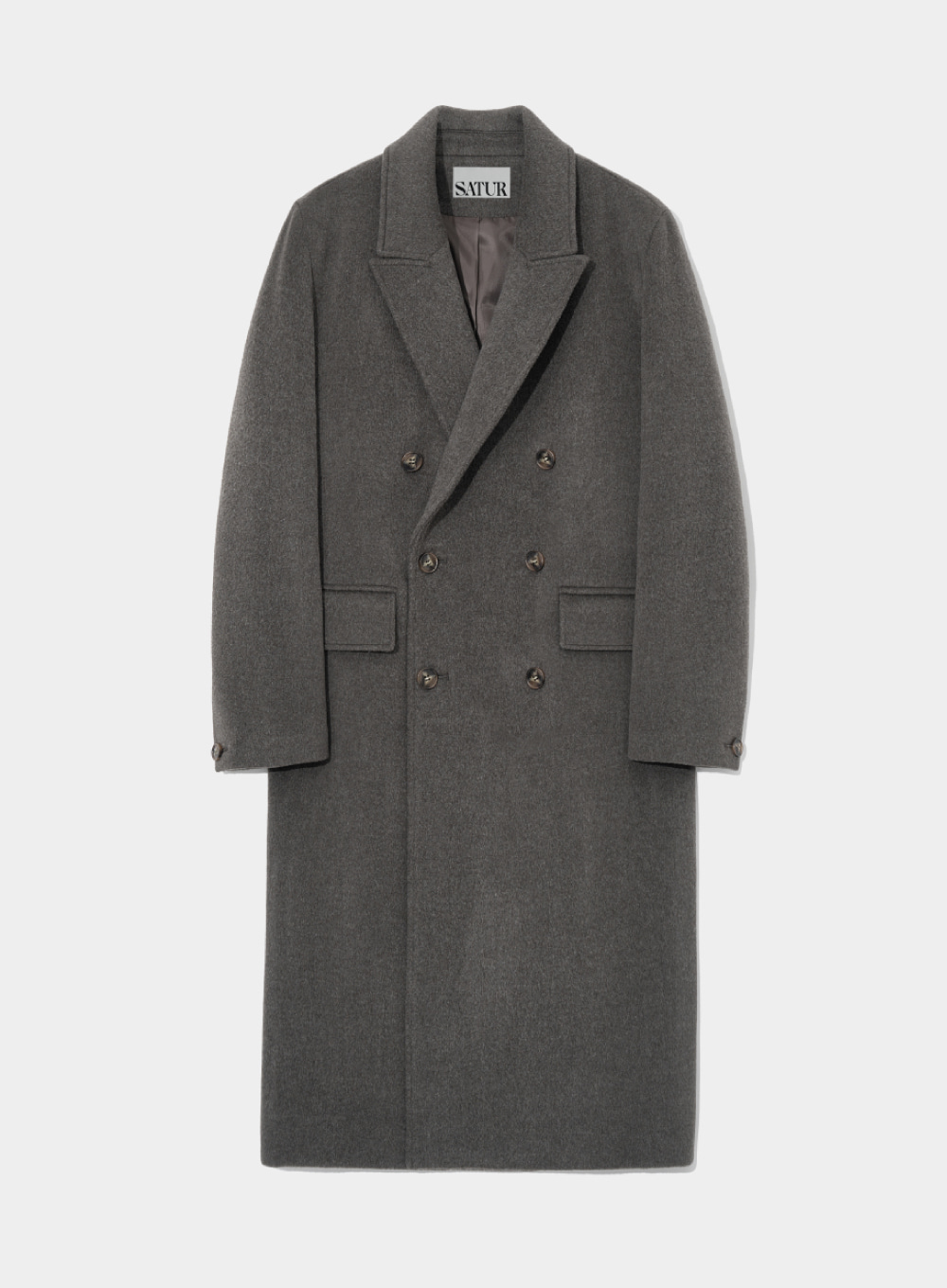 Classic Double Breasted Wool Coat - Melange Gray