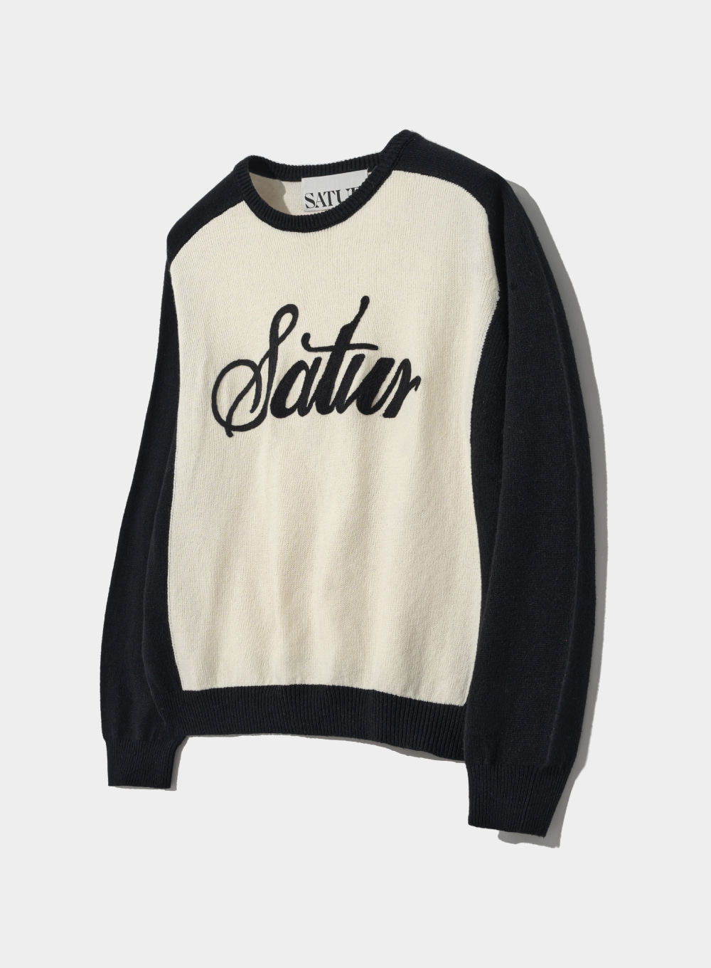 Retro Chain Embroidery Soft Knit - Ivory Black
