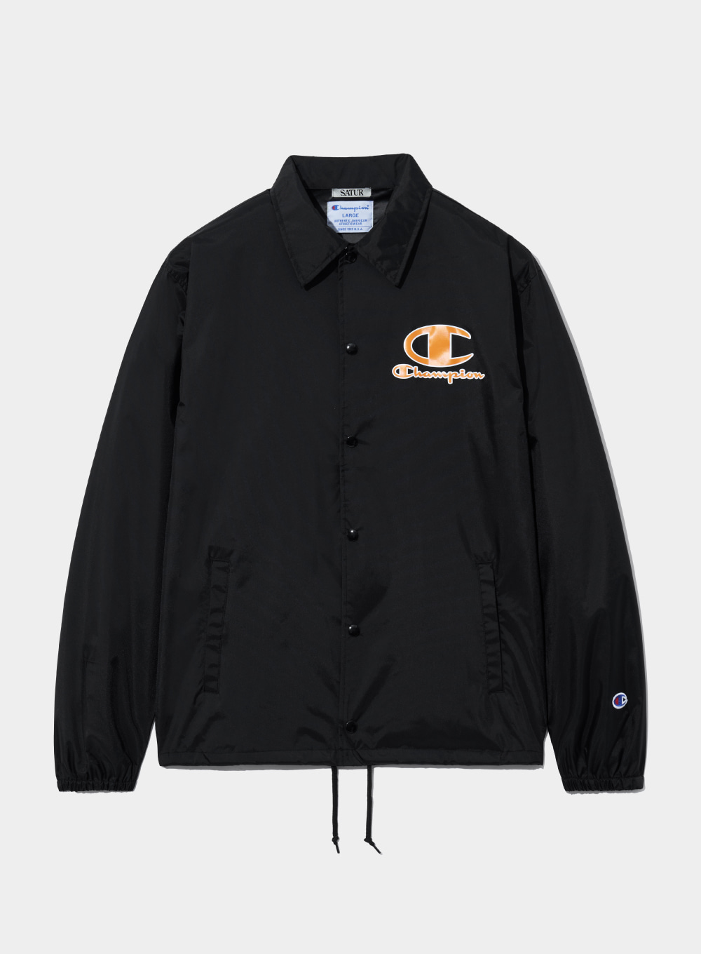 [SATUR X CHAMPION]Nylon Oxford Coach Jacket - Classic Black