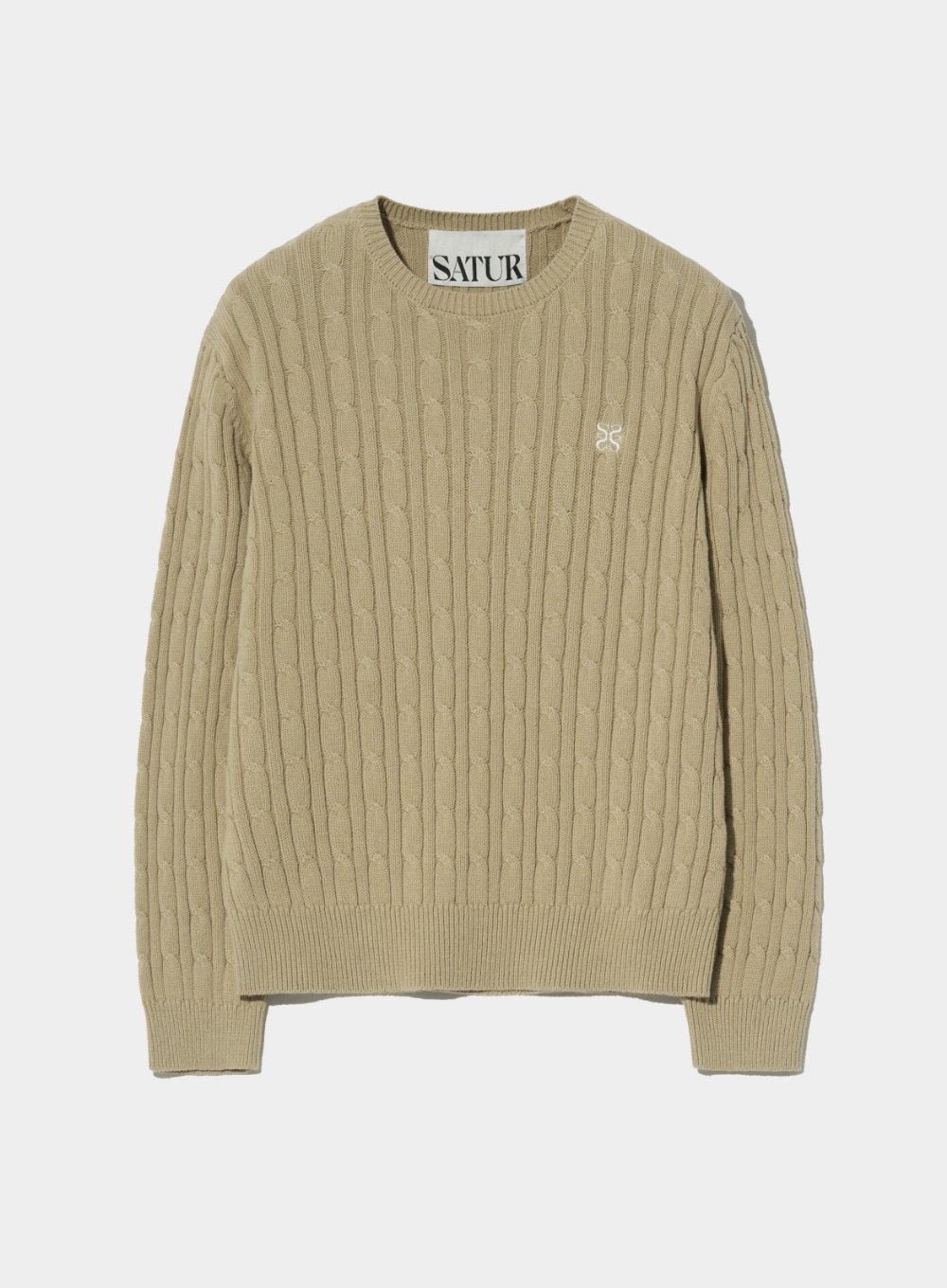 (W) Classic Solid Cable Knit - Organic Beige