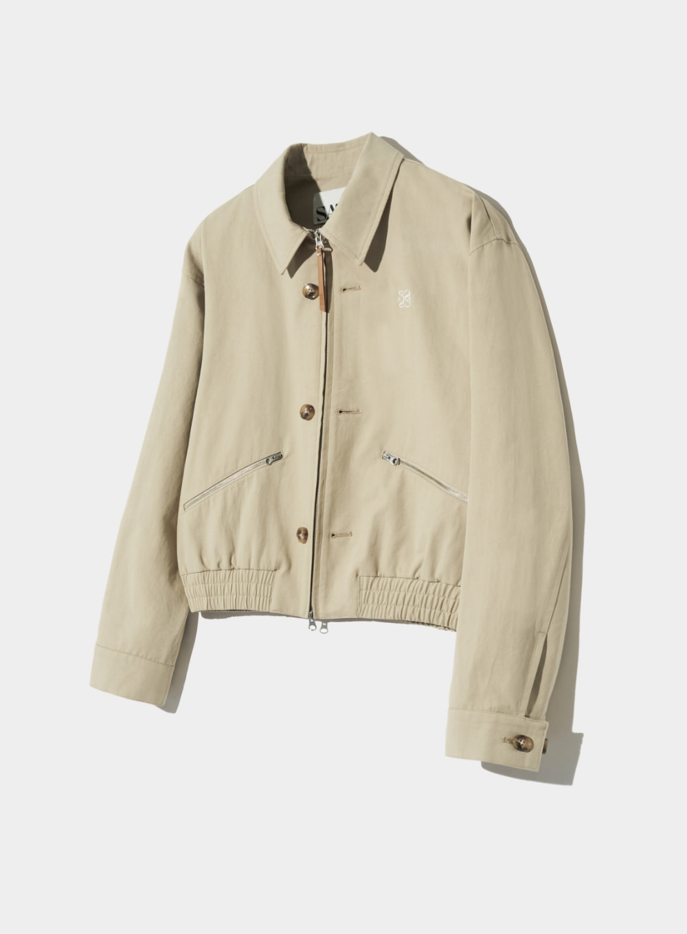 Teo Cotton Collar Short Jacket - Natural Beige