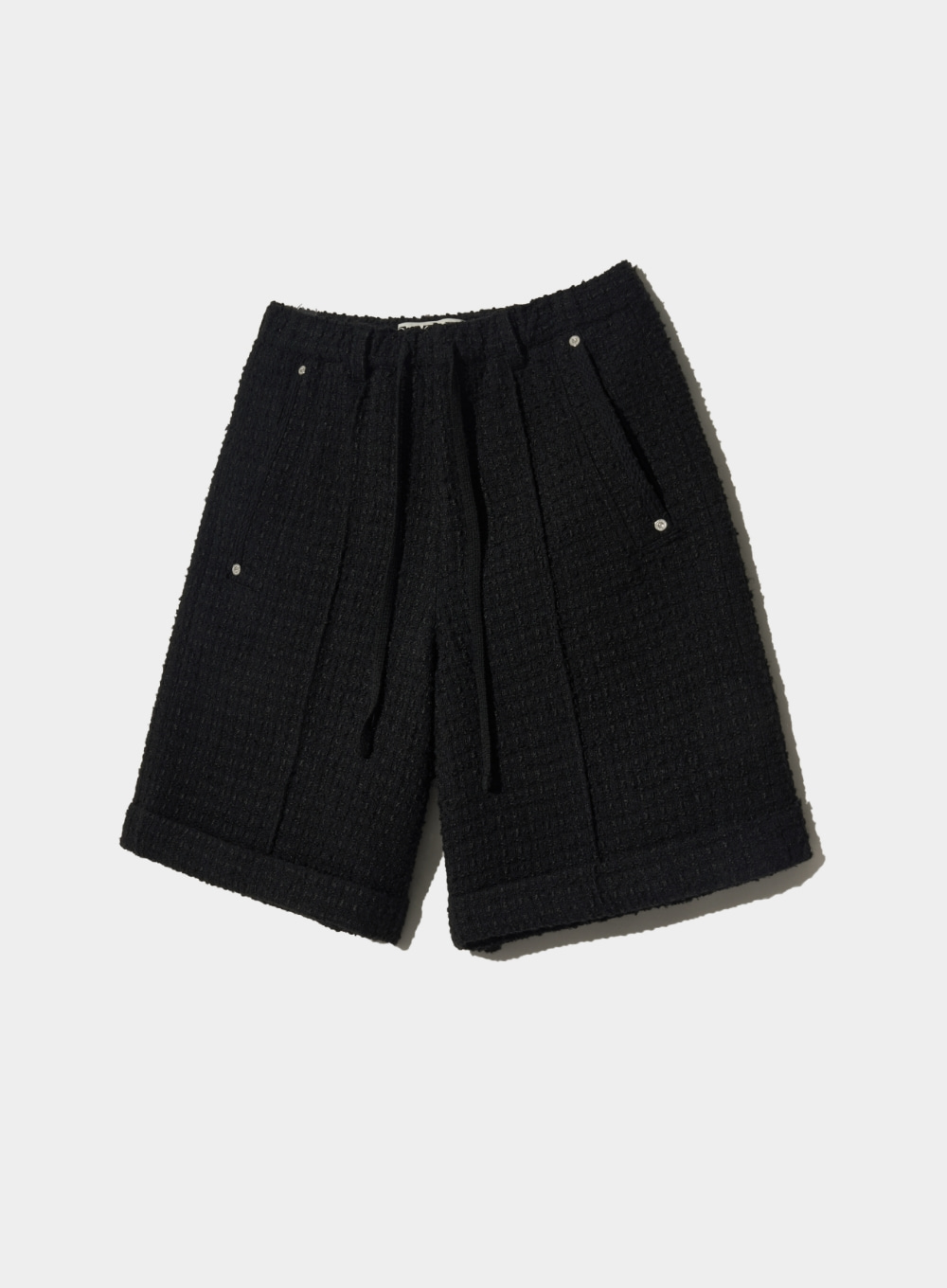 Aachen Wool Blend Tweed Half Pants - Resort Black