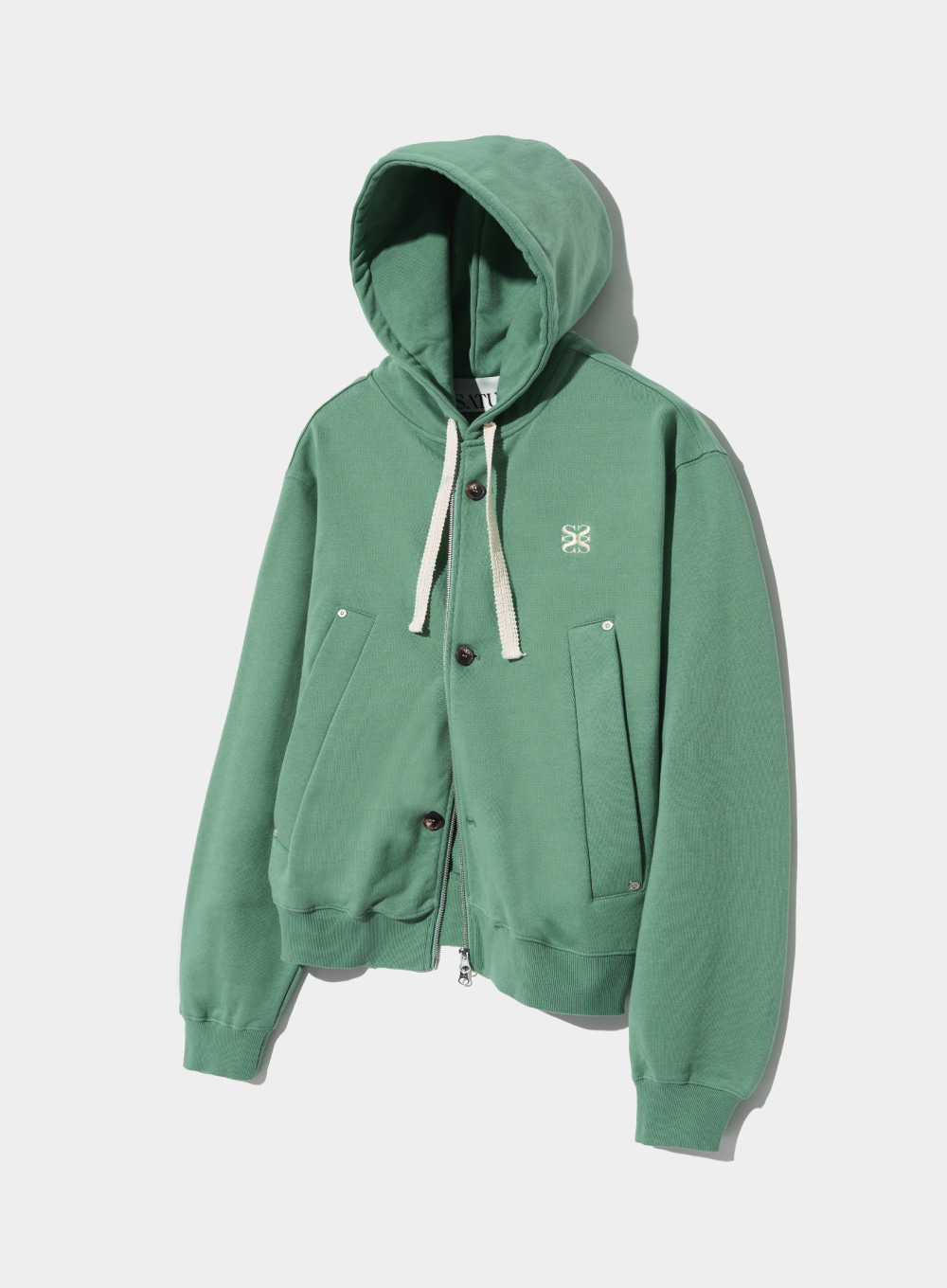 Teo Cotton All Day Hood Zip-Up - Sage Green