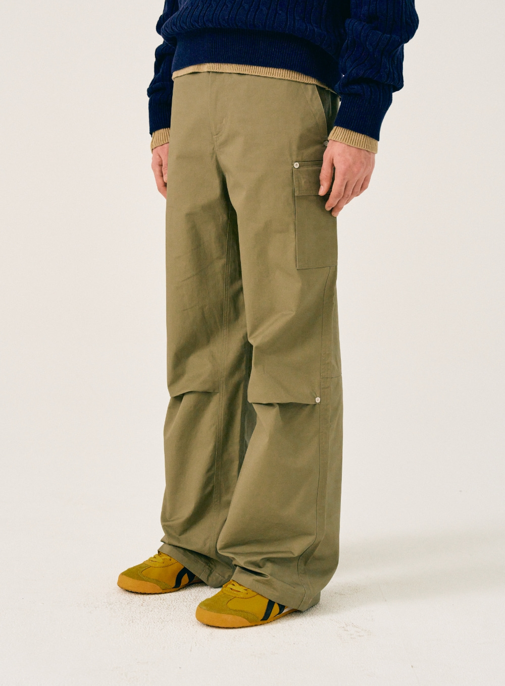 Torino String Flap Pocket Cargo Pants - Olive Khaki