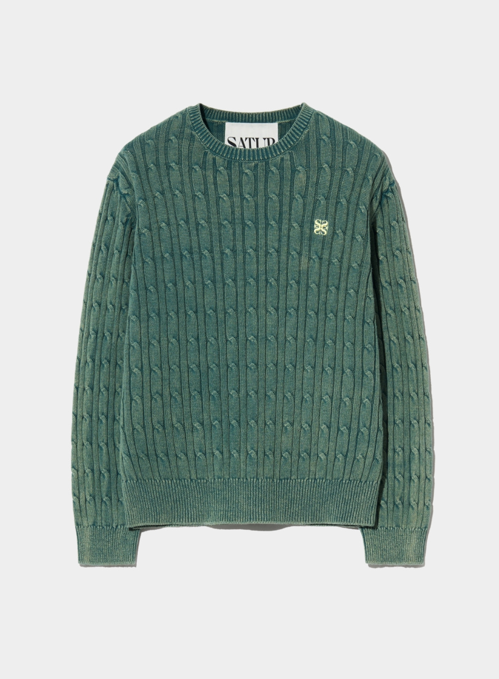 (W) Classic Dyed Cable Knit - Vintage Green