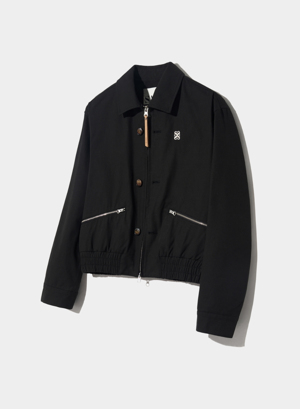 (W) Teo Cotton Collar Short Jacket - Resort Black