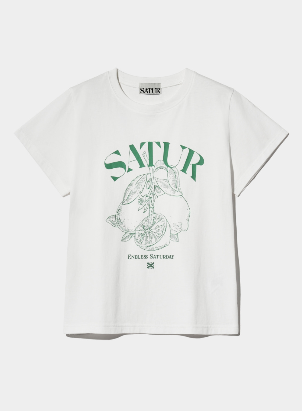 (W) Cafri Citron Drawing Summer Graphic T-Shirts - Light Green