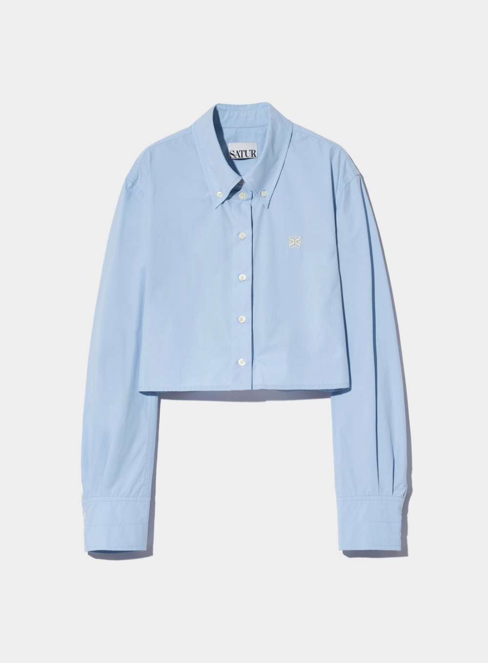 (W) Barrie Natural Cotton Crop shirt - Light Blue