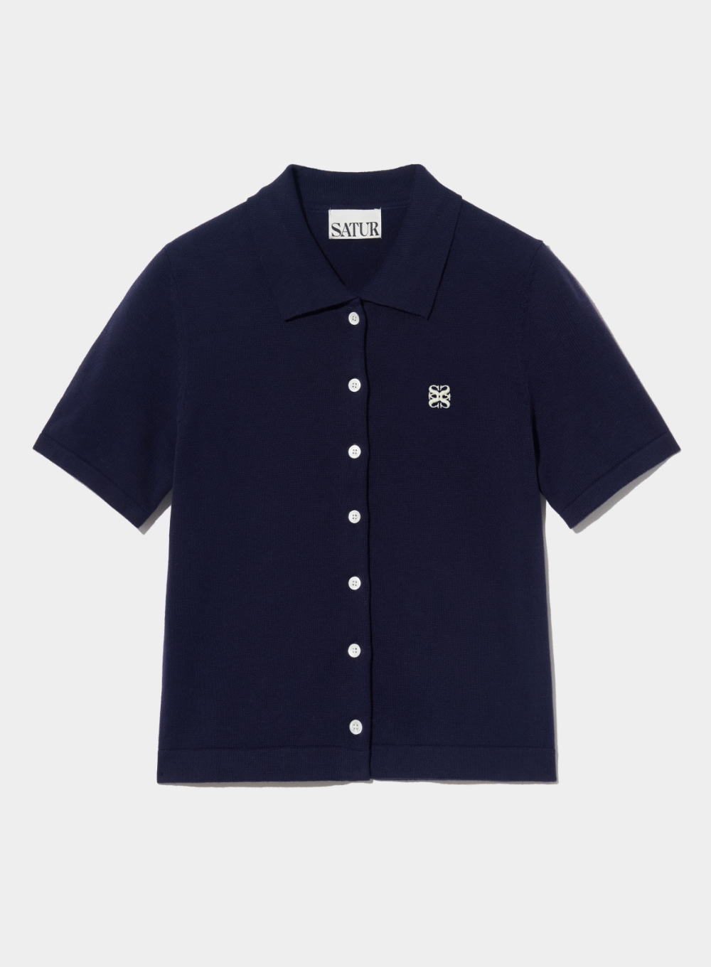 [7월 5일 예약배송] (W) Basic Cotton Collar Half Cardigan - Classic Navy