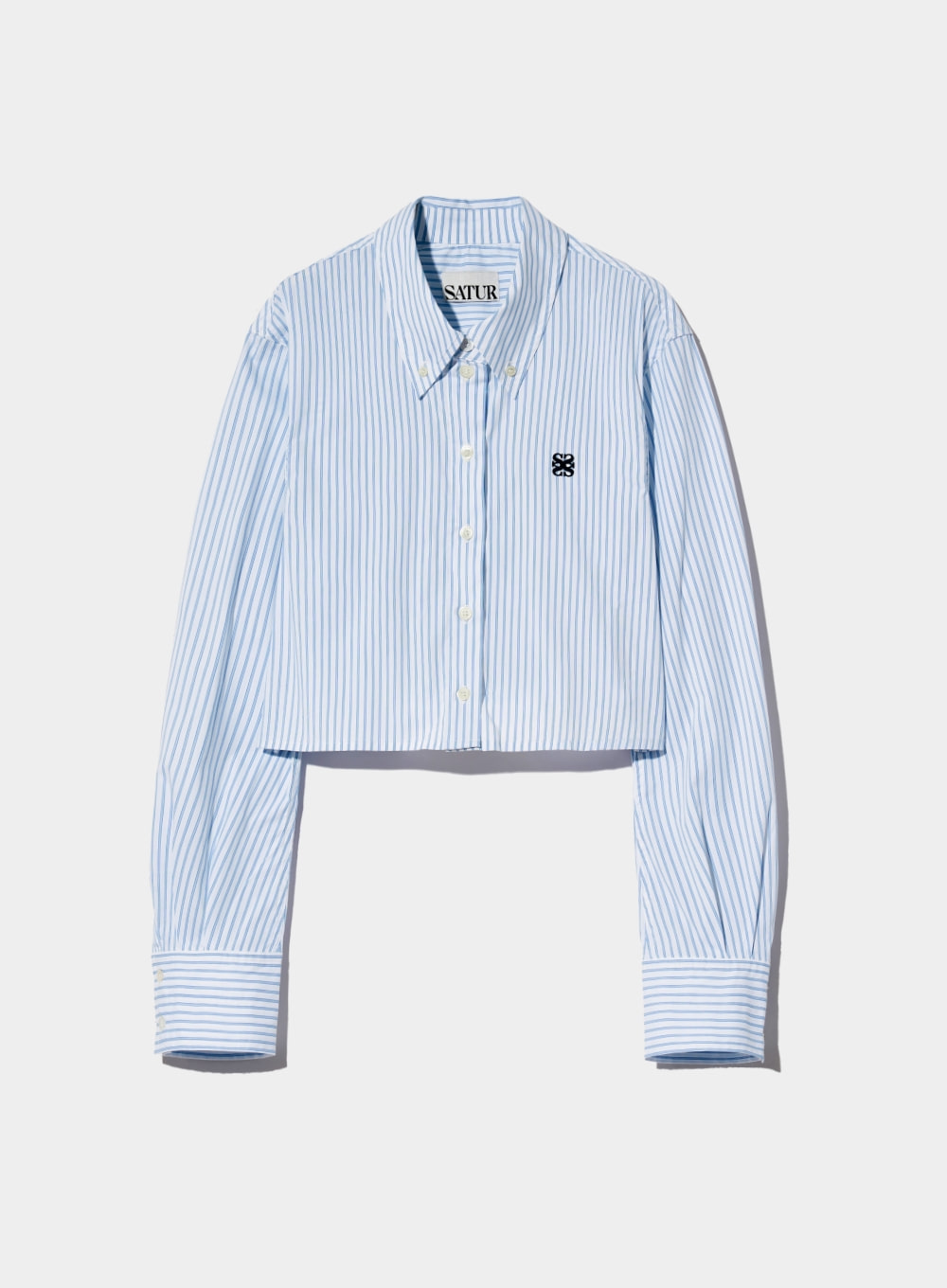 (W) Barrie Natural Cotton Crop shirt - Blue Stripe