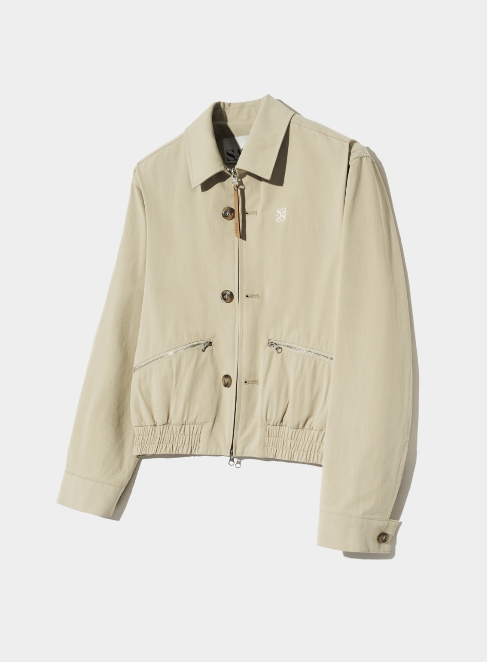 (W) Teo Cotton Collar Short Jacket - Natural Beige