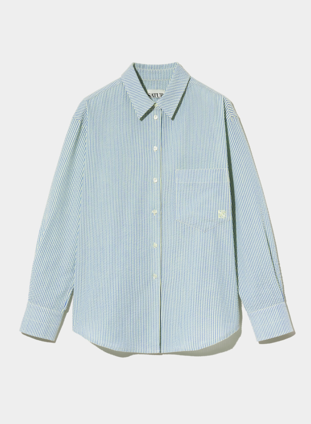 (W) Basic Pocket Shirt - Blue Stripe