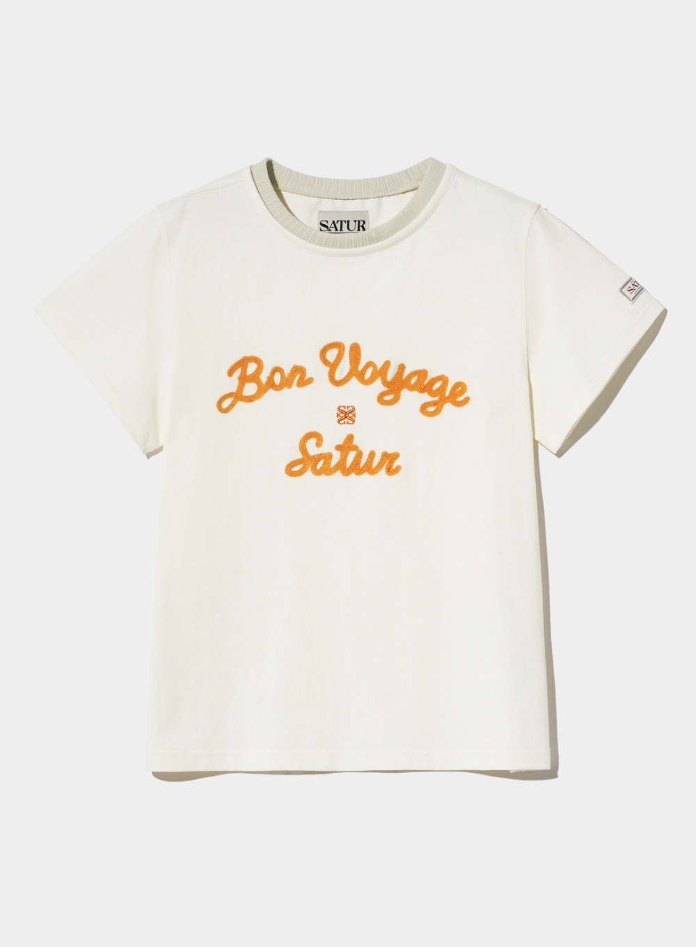 [5월 7일 예약배송] (W) Satur Logo Voyage T-Shirts - Ivory Orange