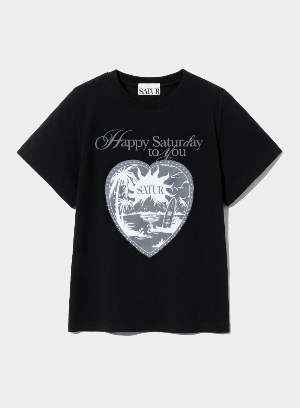 (W) Sunrise in Heart Graphic T-Shirt - Newtro Black