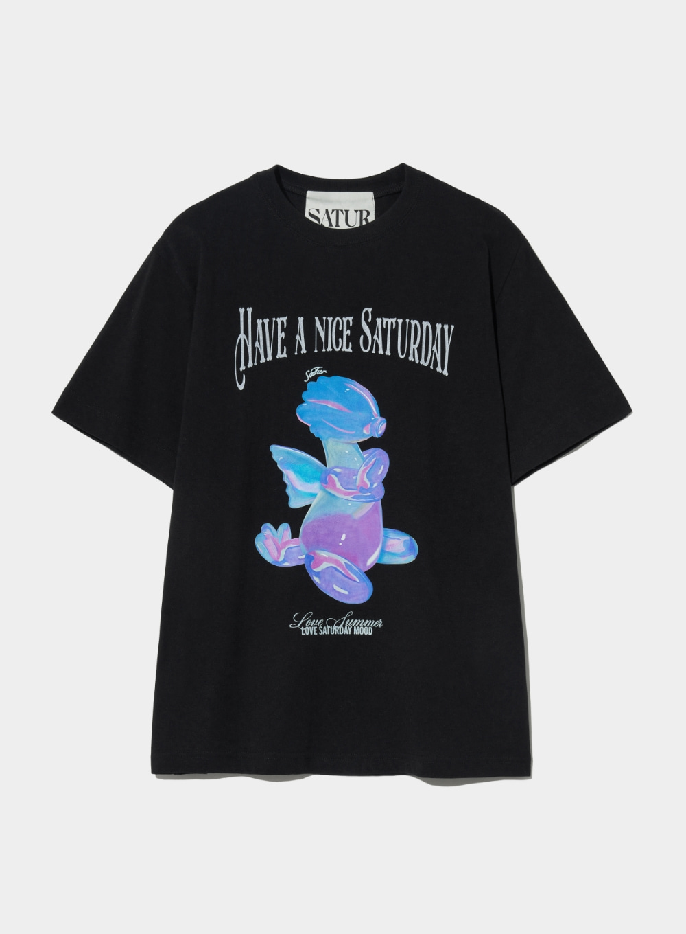 Blue Dragon Balloon Graphic T-Shirt - Newtro Black