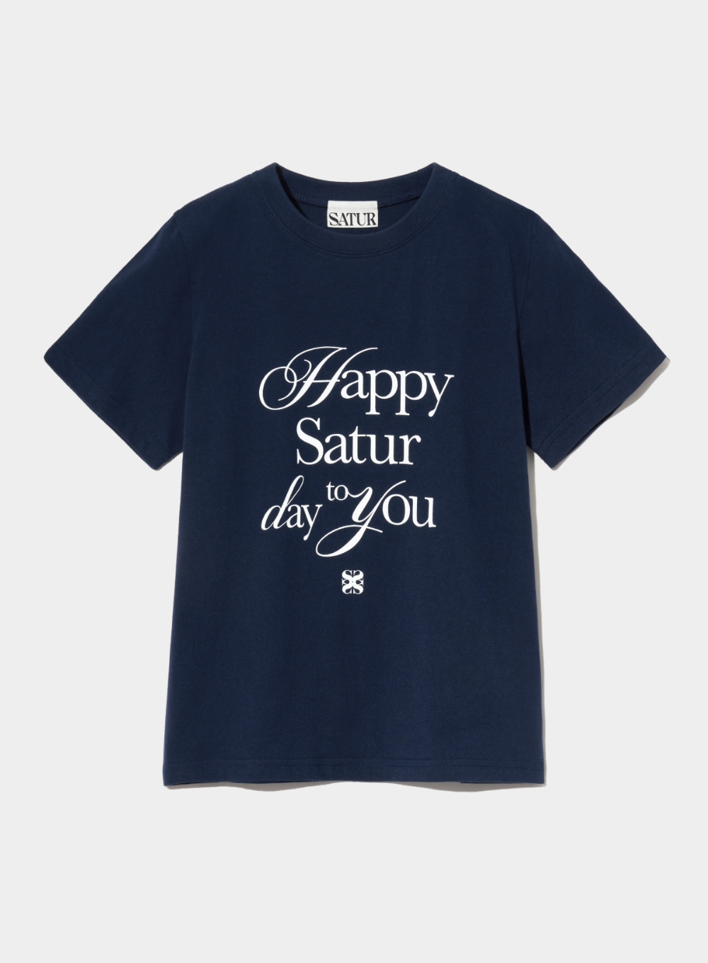 (W) Happy Saturday Typo Graphic T-Shirt - Classic Navy