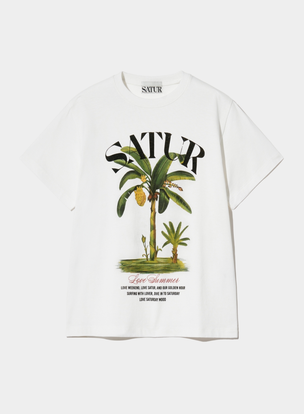[5월 7일 예약배송] (W) Banana Tree Graphic T-Shirt - Saturday White