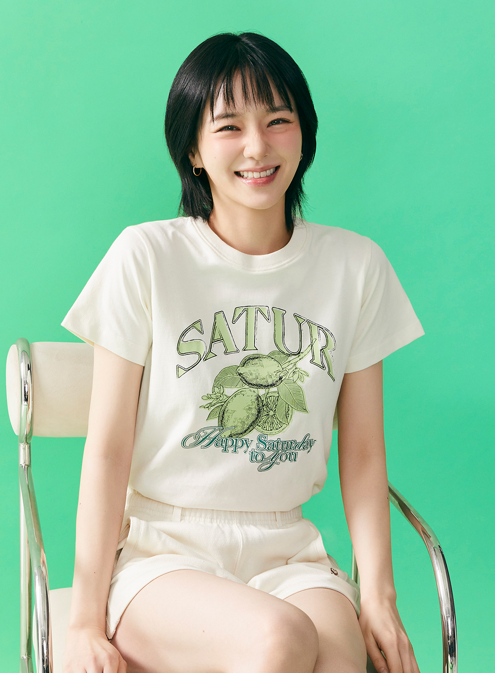 [6월 17일 예약배송] (W) Citron Summer Graphic T-Shirt - Saturday Ivory