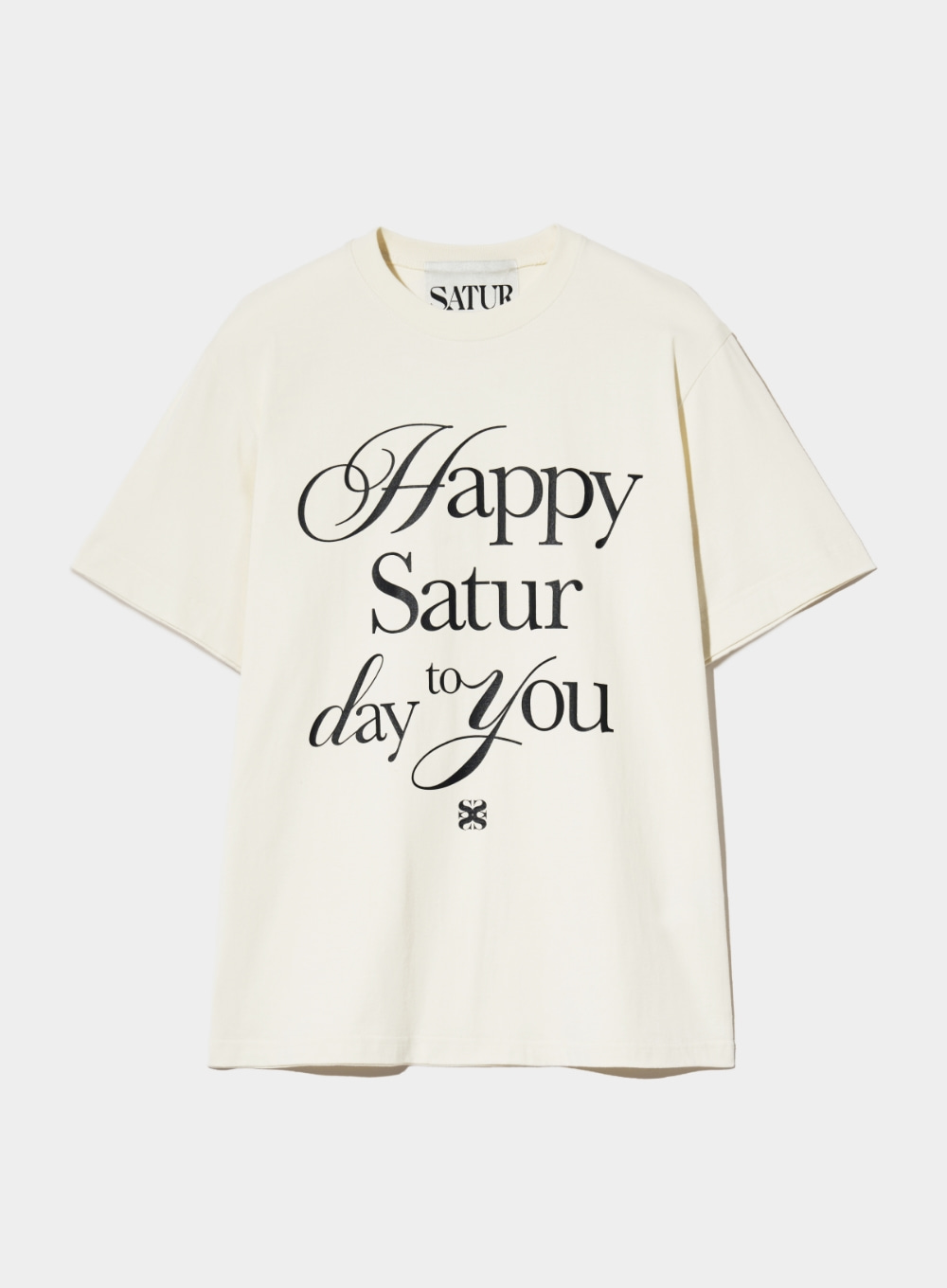 Happy Saturday Typo Graphic T-Shirt - Retro Ivory