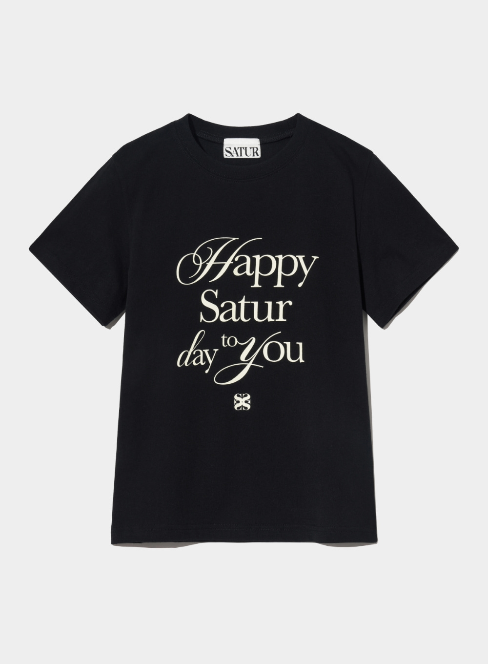 (W) Happy Saturday Typo Graphic T-Shirt - Classic Black