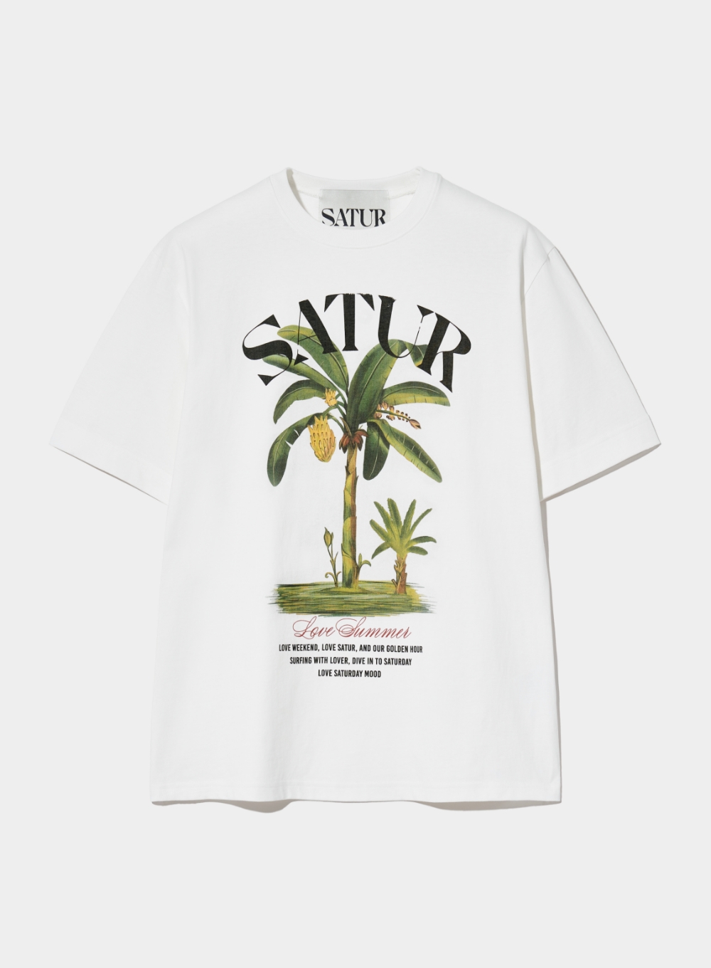 [5,000원 쿠폰] Banana Tree Graphic T-Shirt - Saturday White