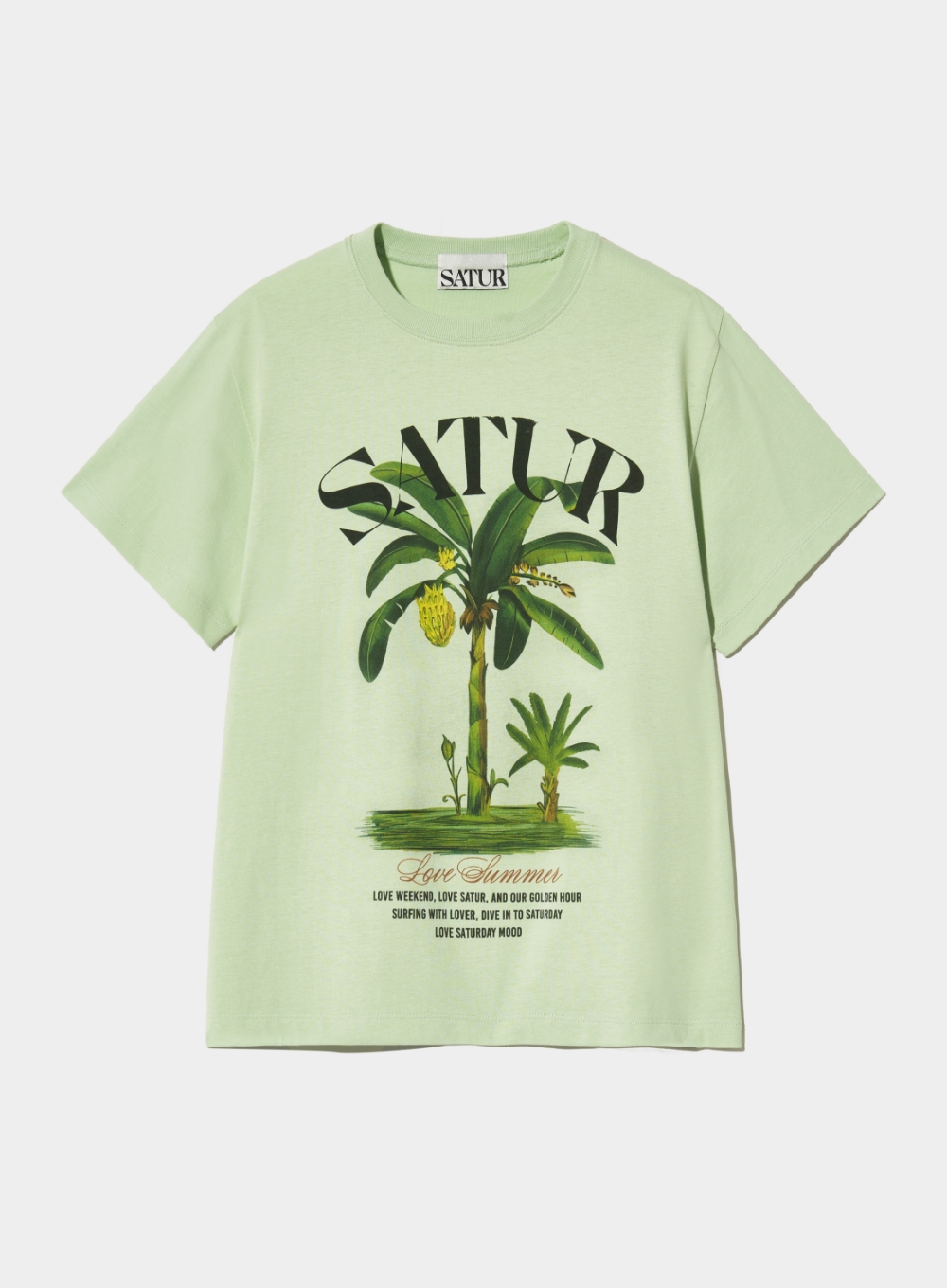 (W) Banana Tree Graphic T-Shirt - Celadon Mint