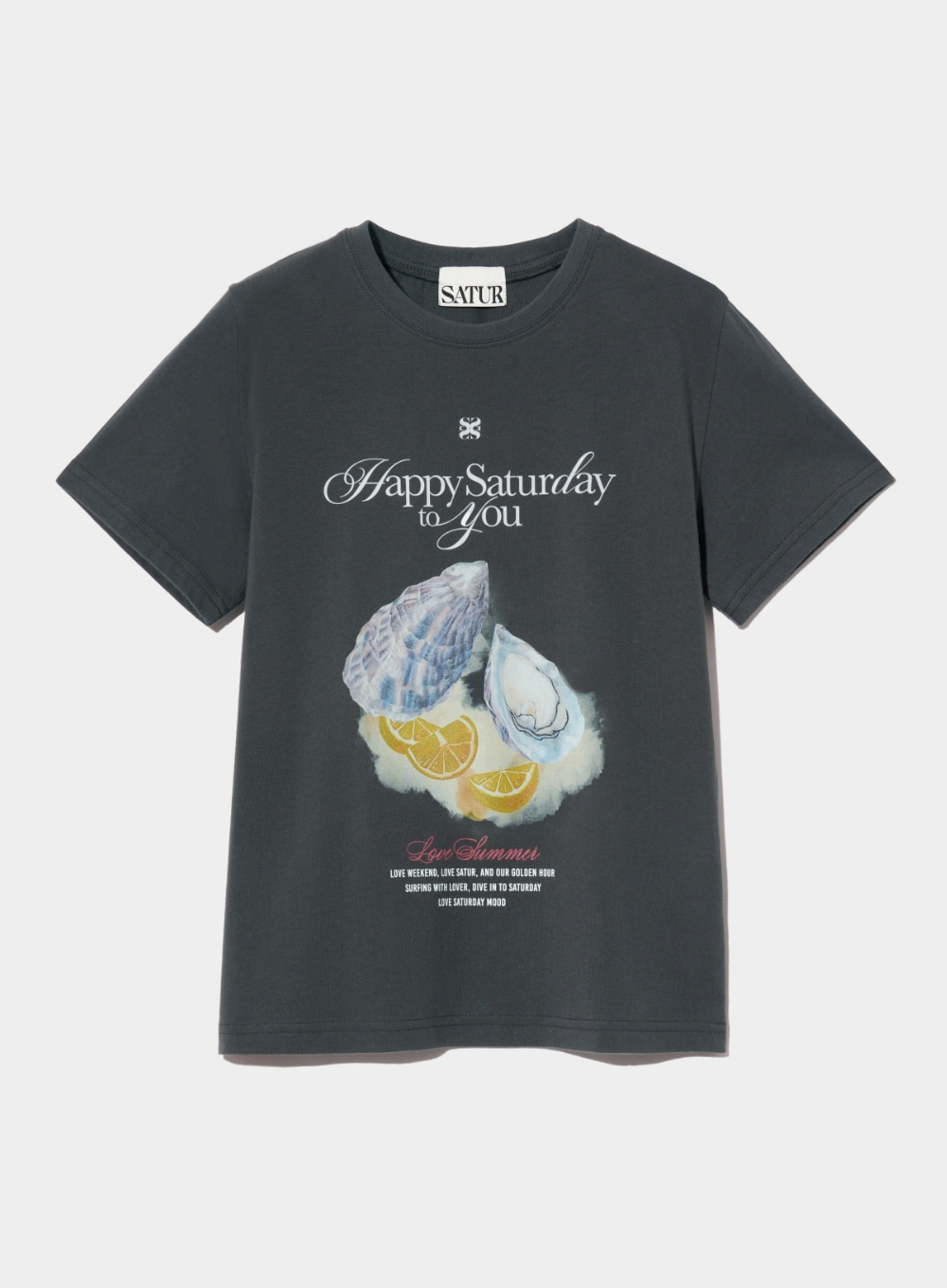 (W) Oyster Graphic T-Shirt - Retro Charcoal