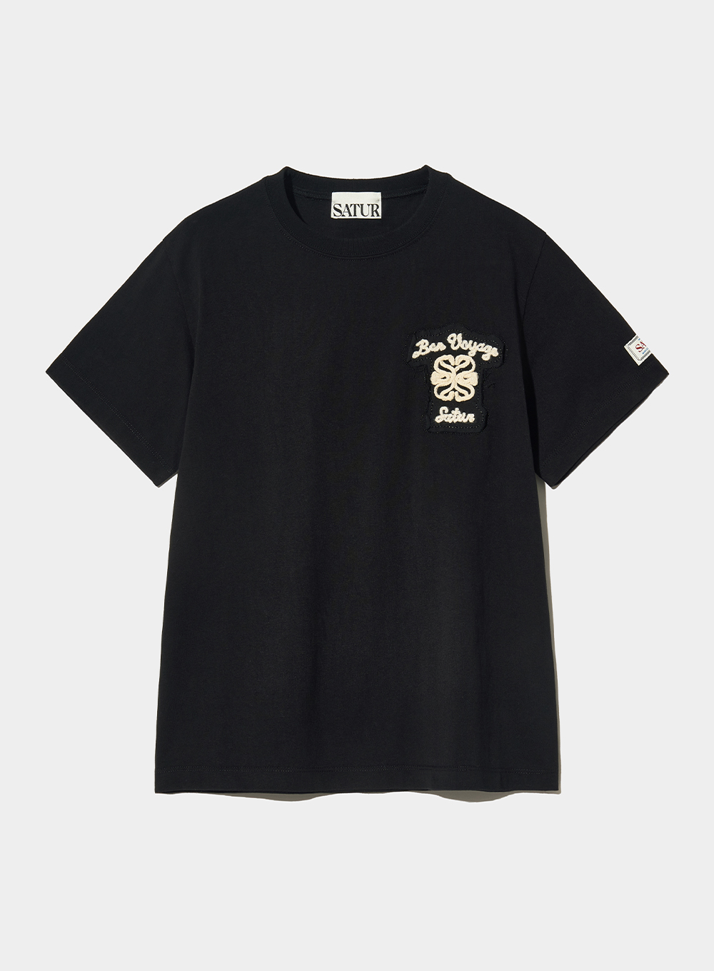 [5월 14일 예약배송] (W) Bon Voyage Raw-Cut Applique T-Shirt - Classic Black