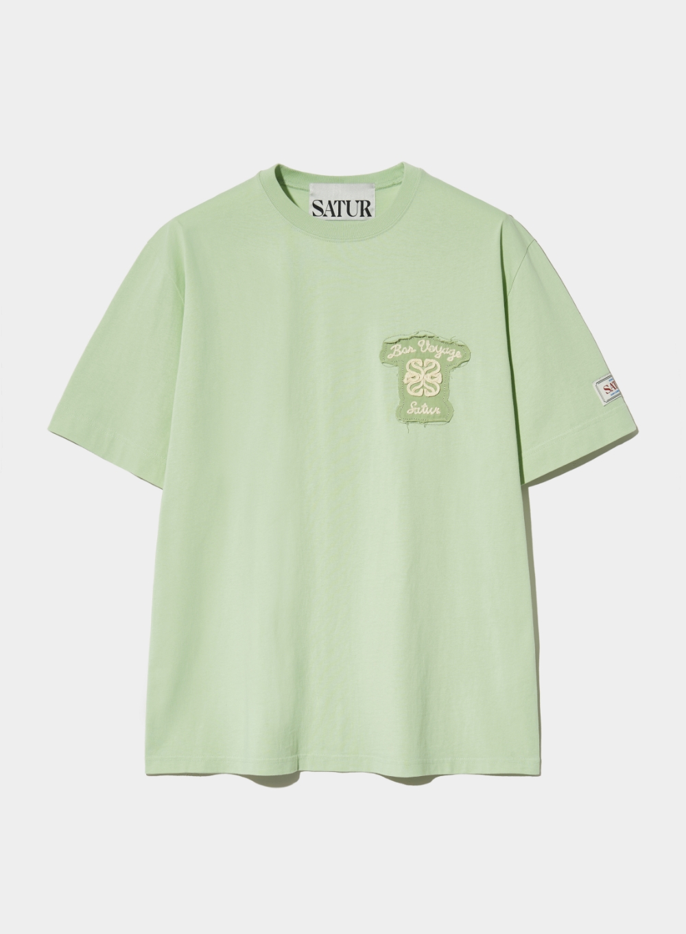 Bon Voyage Raw-Cut Applique T-Shirt - Celadon Mint