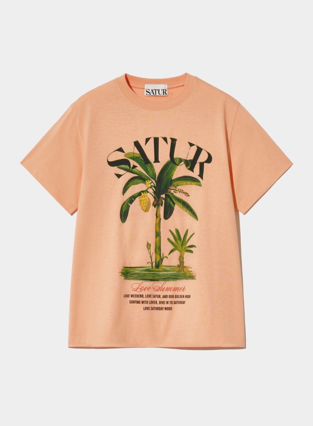 [5월 14일 예약배송] (W) Banana Tree Graphic T-Shirt - Peach Coral