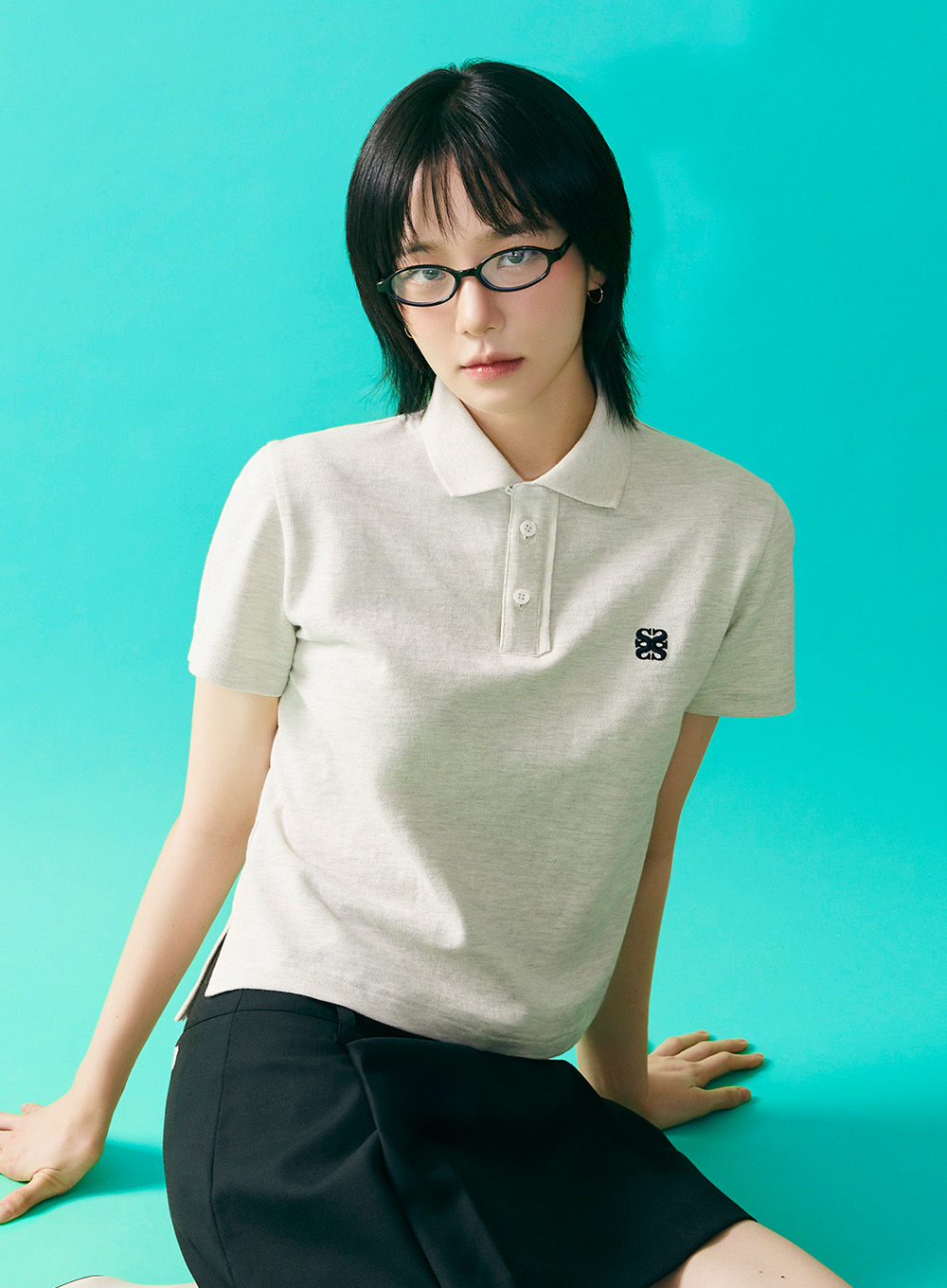 [7월 26일 예약배송] (W) Basic Pique Polo T-Shirt - Melange Ivory