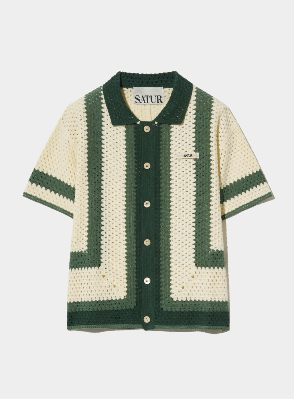 Bohemian Crochet Knit Shirt - Organic Green