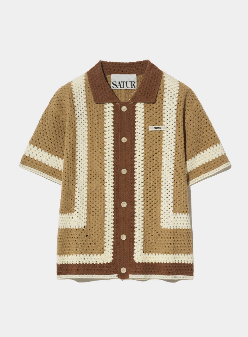 Bohemian Crochet Knit Shirt - Organic Brown