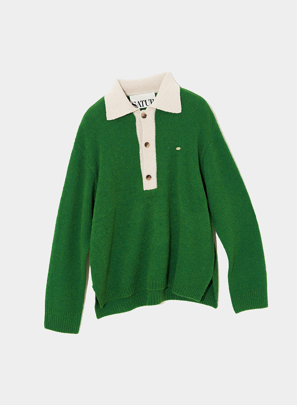 Napoli Wool Boucle Polo Knit - Winter Green