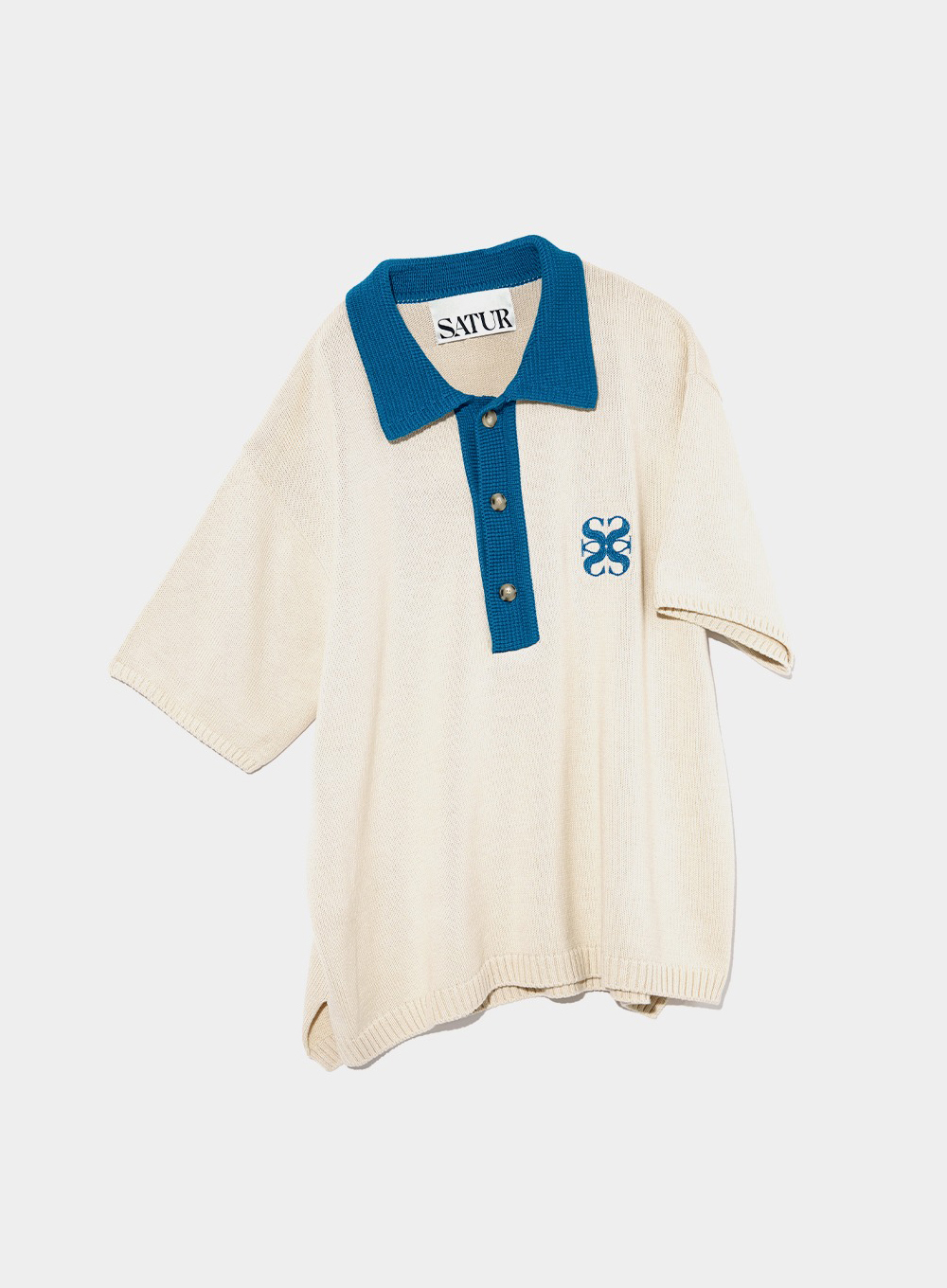 Napoli Soft Cotton Polo Knit Ocean Cream