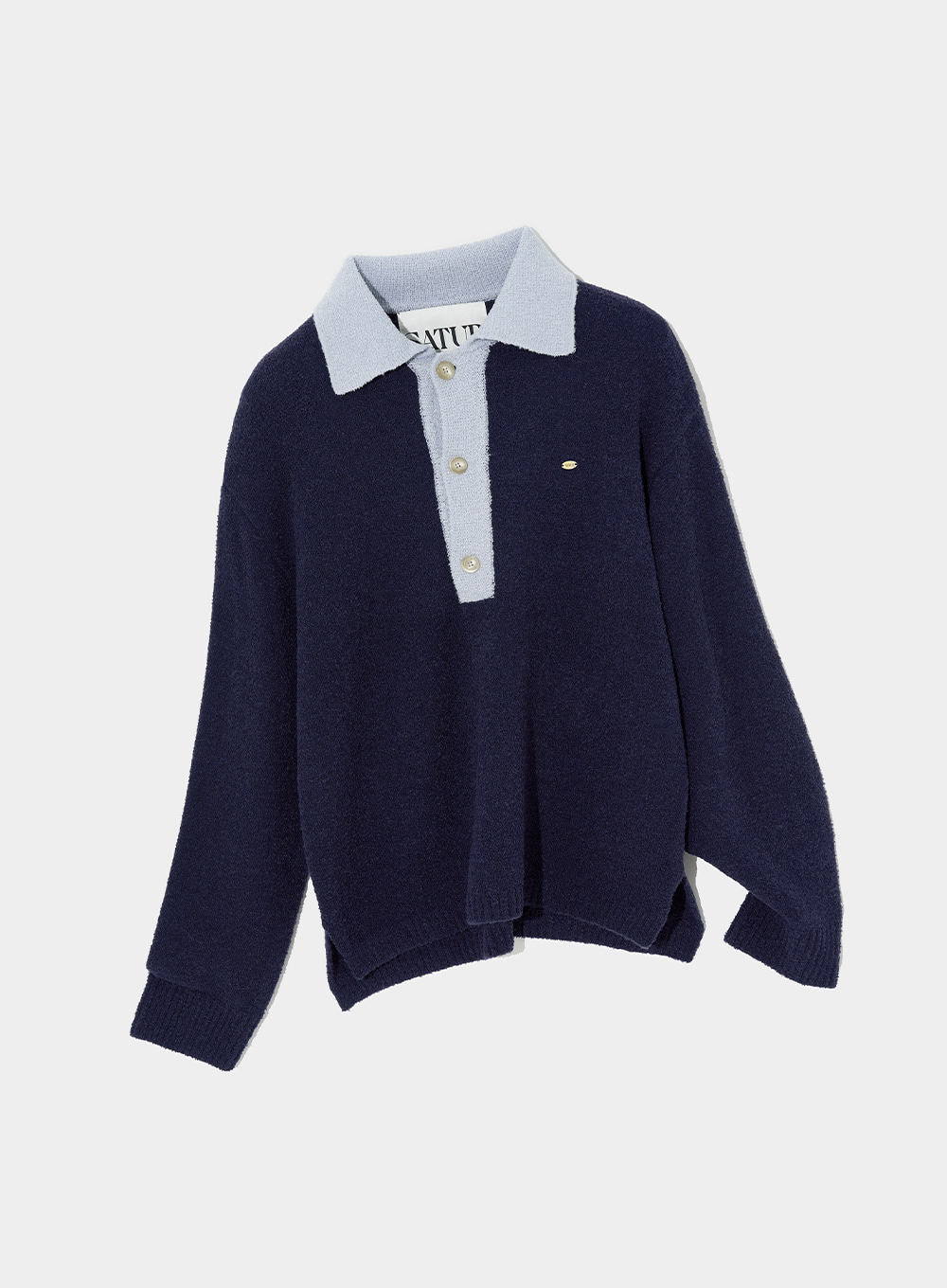Napoli Wool Boucle Polo Knit - Classic Navy