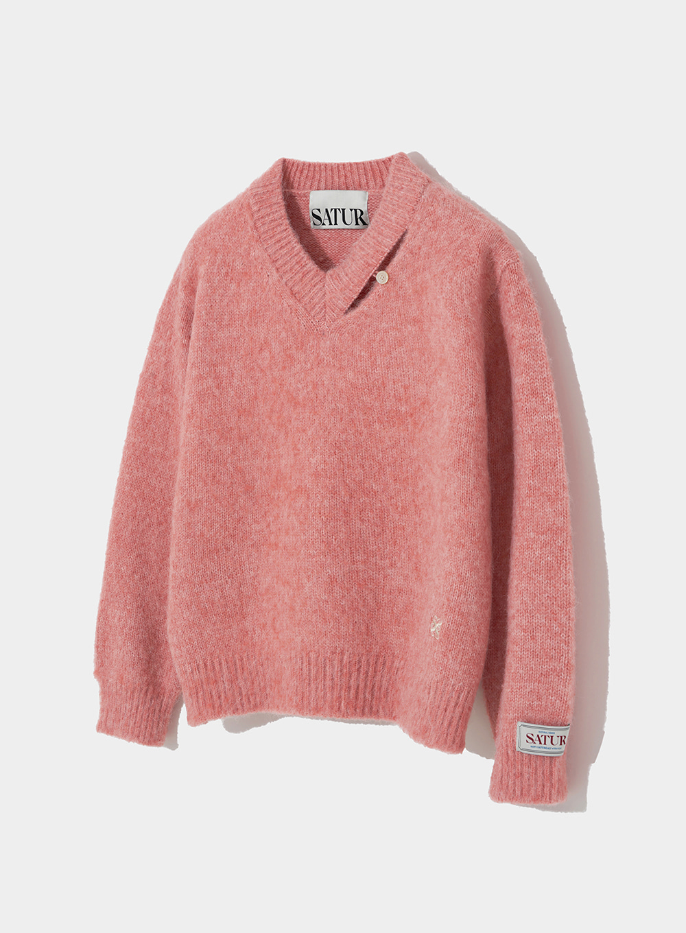 Essen Two Tone Mohair Pullover Knit - Rose Pink