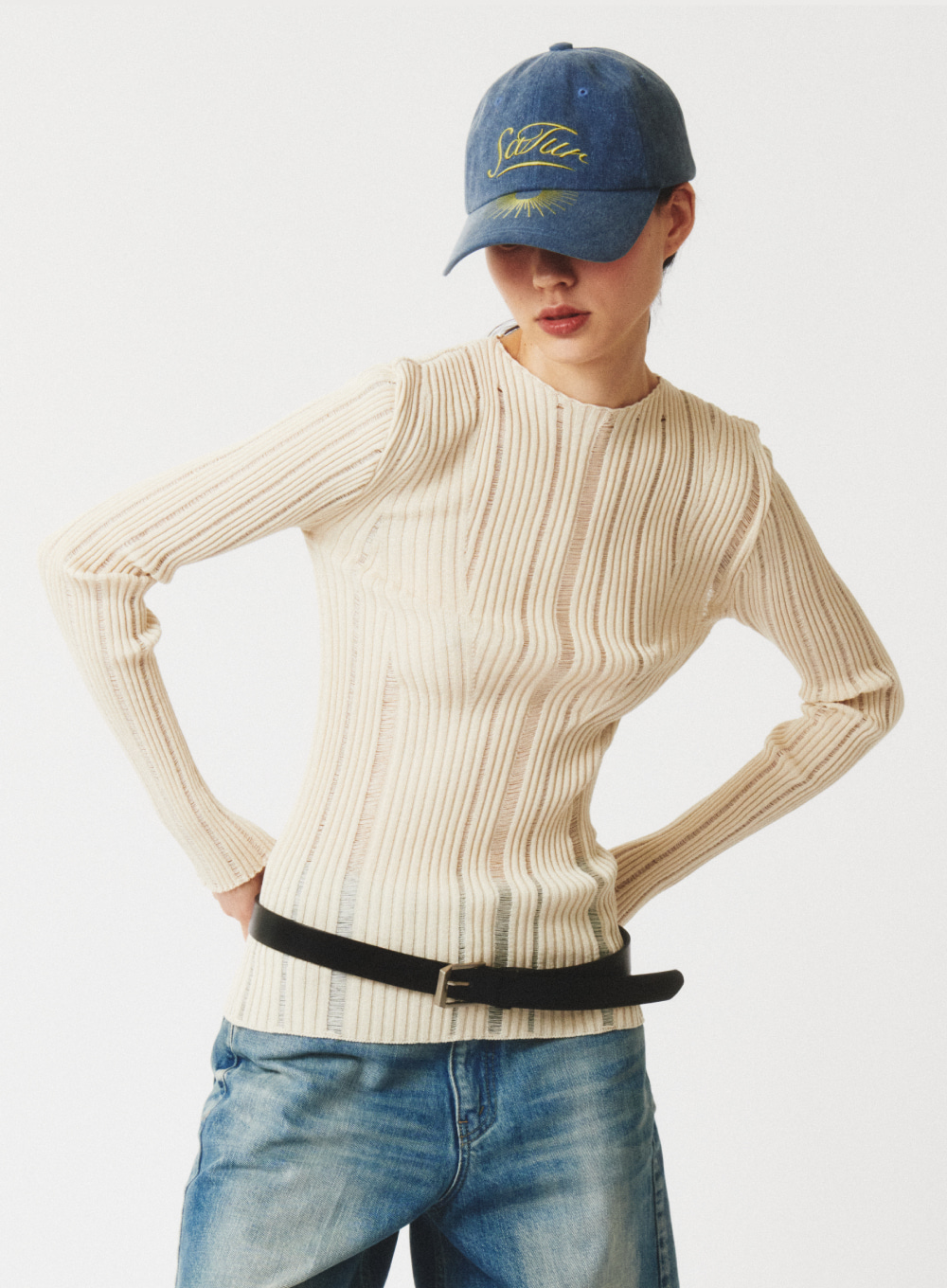 Parma Destroyed Knit Top - Antique Ivory