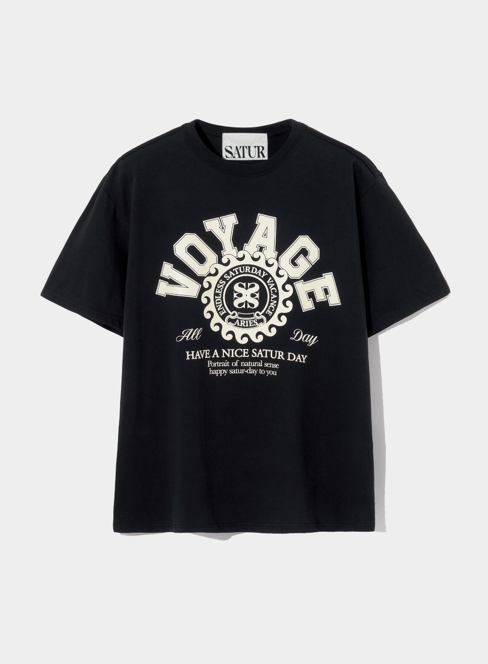 [3월 31일 예약배송]Bon Voyage College Graphic T-shirts - Jet Black