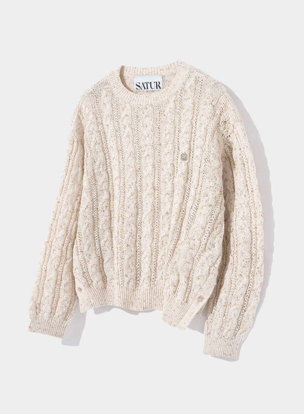Montara Slit Cable Pullover Knit - Bohemian Oatmeal