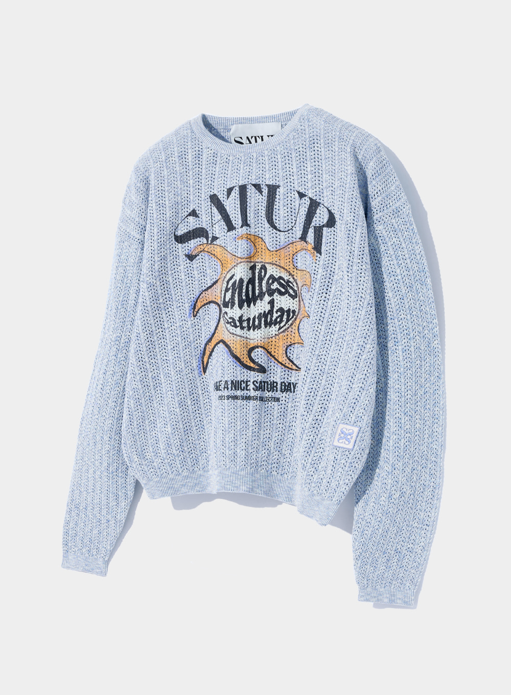 Sun Retro Graphic Meshed Knit - See Blue