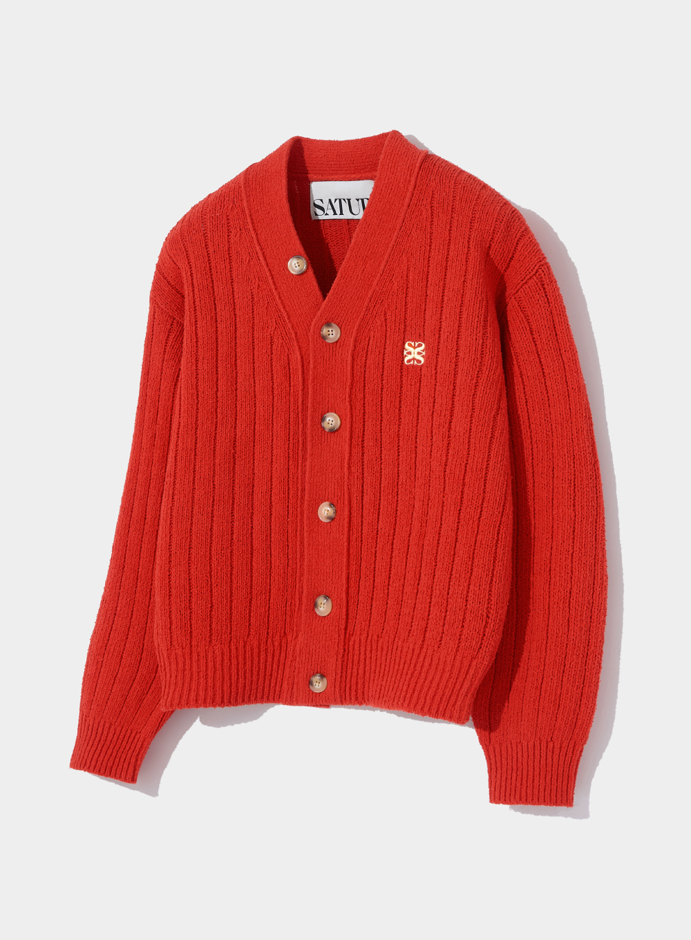 Faro Over Size Boucle Cardigan - Warm Red